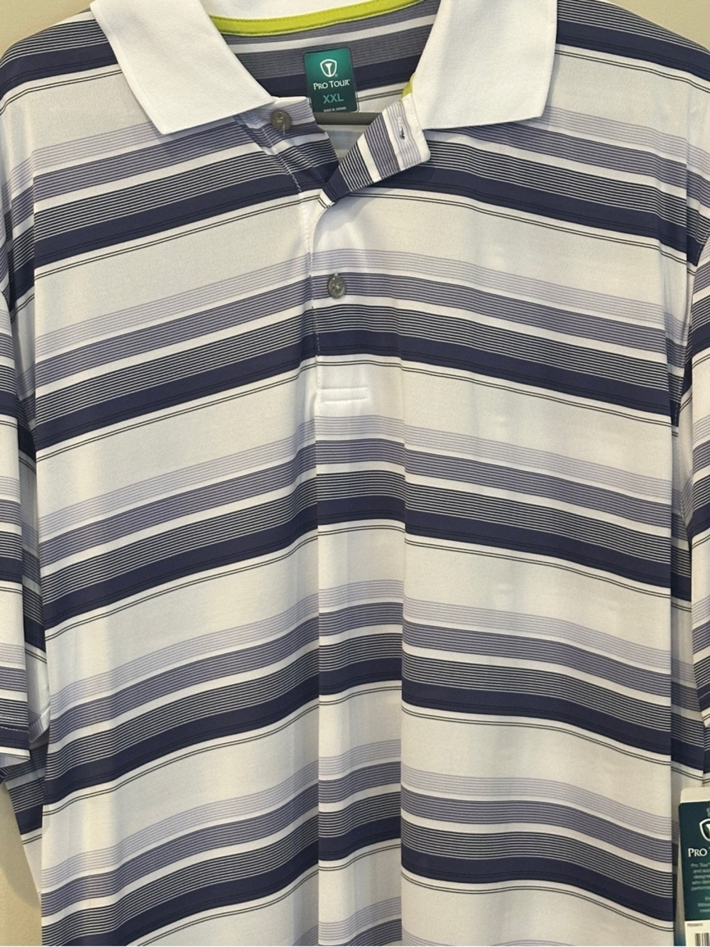 Coolibar Men's Striped Navy and White Performance Polo